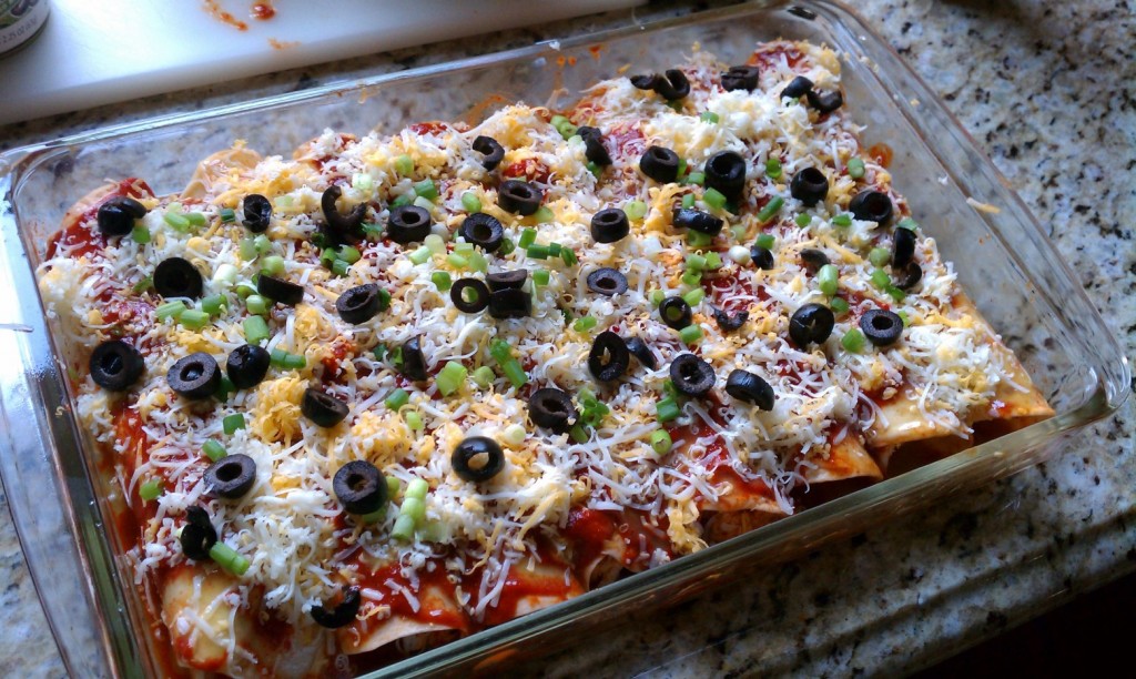 Easy Cheese Enchiladas before going in the oven