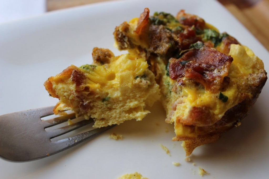 Perfect bite of Breakfast Egg Muffins
