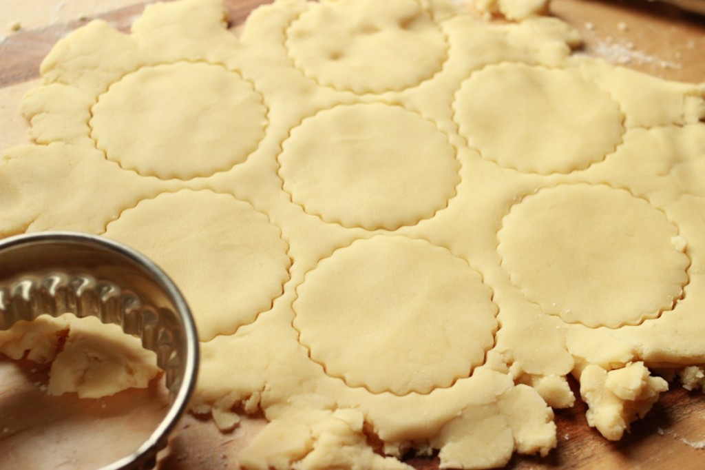 cutting out shortbread cookies